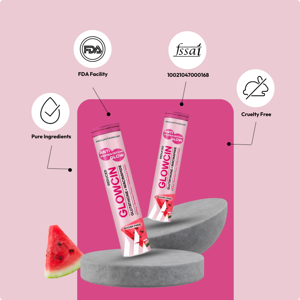 GlowCin For Clear, Glowing Skin: Glutathione + Niacinamide Effervescent Tablets