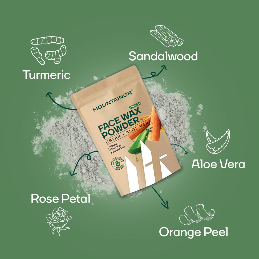 Turmeric Face Hair Wax Powder, 5 Min Painless Natural Solution(100G)