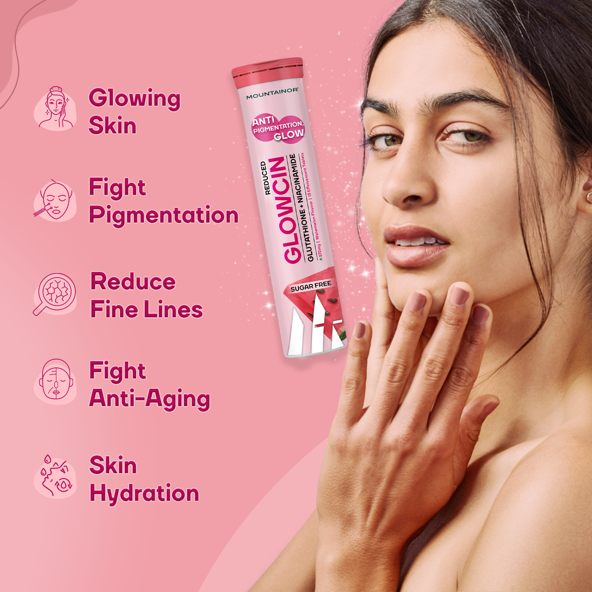 GlowCin For Clear, Glowing Skin: Glutathione + Niacinamide Effervescent Tablets