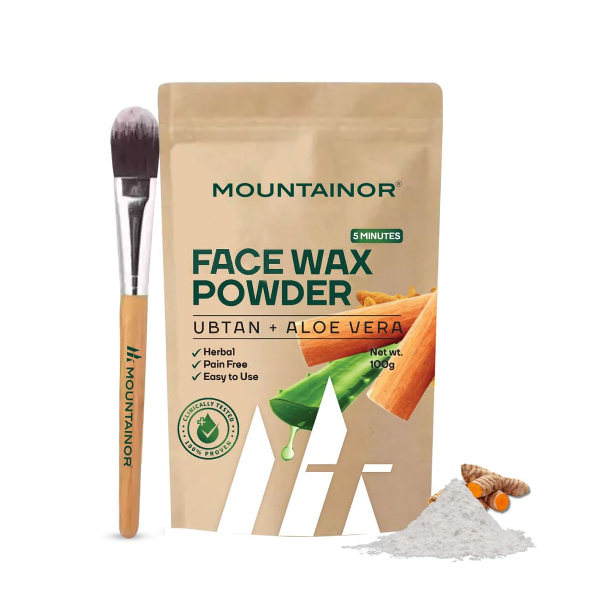 Turmeric Face Hair Wax Powder, 5 Min Painless Natural Solution(100G)