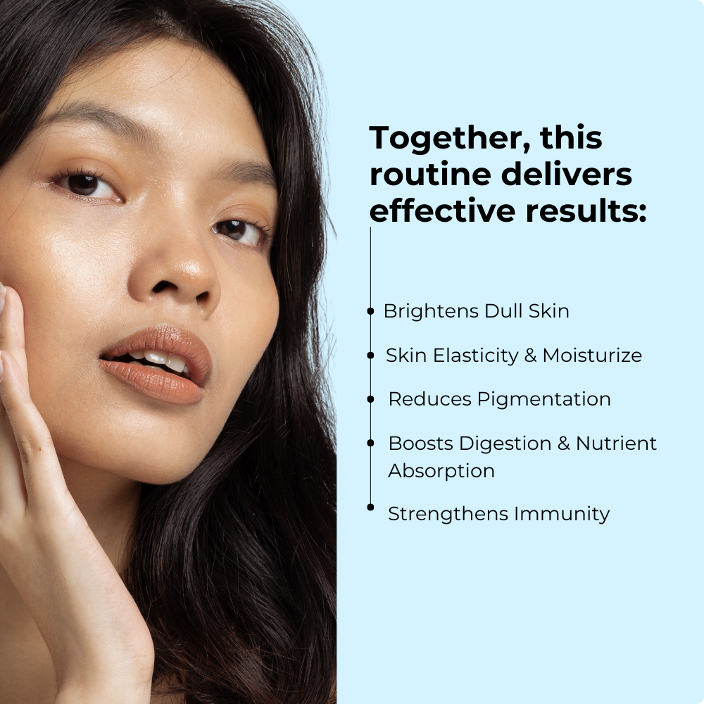 Glutathione + Collagen + Clear Biotics 60 caps each (Combo Pack) & Get FREE Gift (Sunscreen Stick + Anti Acne UV Gel + Under Eye Patch)